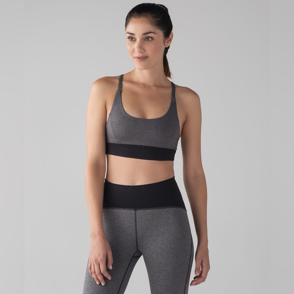 Lululemon Train Times Bra Heathered Black / Black Size 6